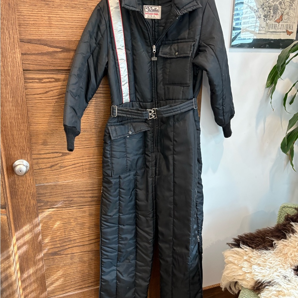 Walls Kids Black Snowsuit with Red Stripe